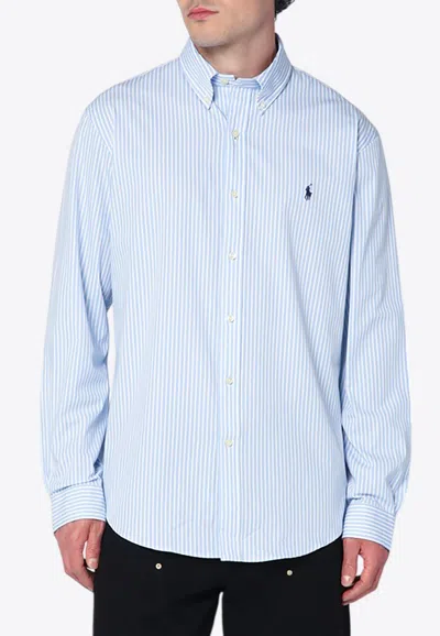 Polo Ralph Lauren Striped Oxford Long-sleeved Shirt In Blue
