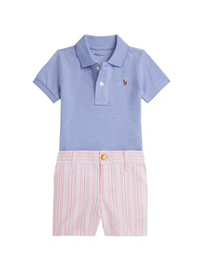 Polo Ralph Lauren Babies' Striped Oxford Mesh Short (set Of Two) In Blue