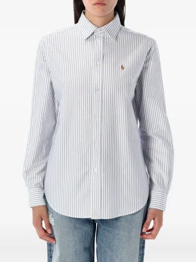 Polo Ralph Lauren Striped Oxford Shirt In Blue