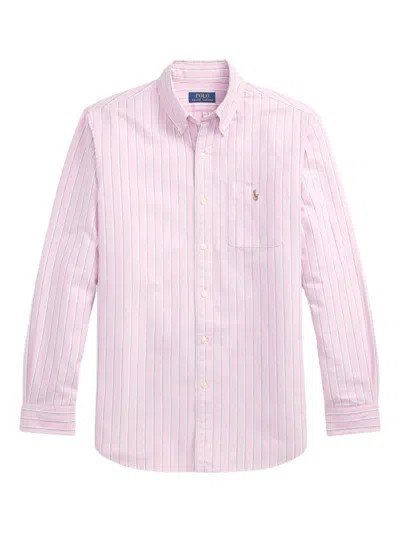 Polo Ralph Lauren Striped Oxford Shirt In Pink