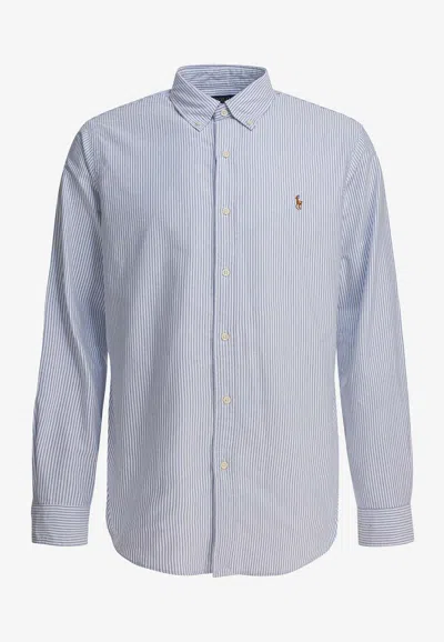 Polo Ralph Lauren Striped Oxford Shirt In Blue