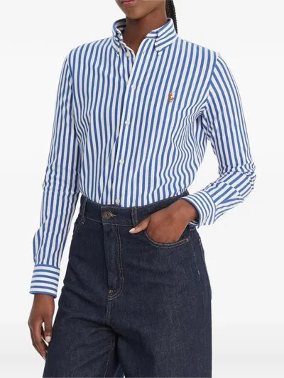 Polo Ralph Lauren Oxford Knit Striped Shirt Shirt And Blouse Blue