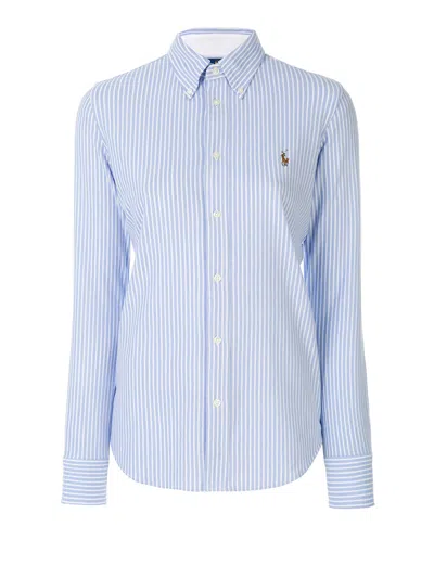 Polo Ralph Lauren Heidi Striped Cotton Poplin Shirt In Blue