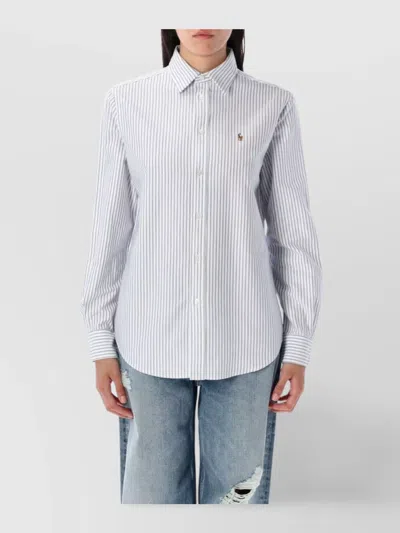 Polo Ralph Lauren Striped Oxford Shirt Long Sleeves In Blue
