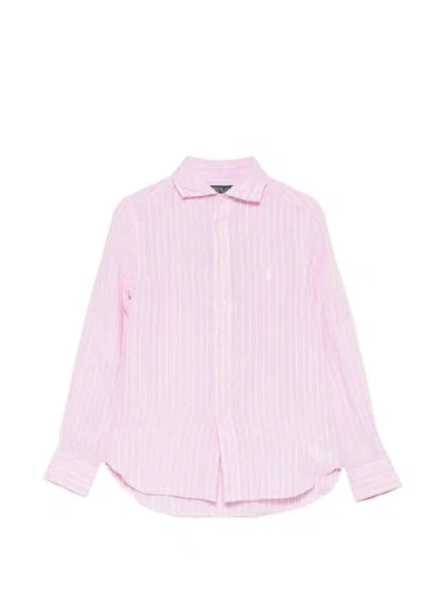 Polo Ralph Lauren Kids' Striped-pattern Button-up Shirt In Pink