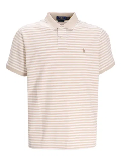 Polo Ralph Lauren Striped-pattern Cotton Polo Shirt In Neutral