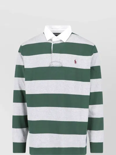 POLO RALPH LAUREN STRIPED PATTERN LONG SLEEVE POLO SHIRT