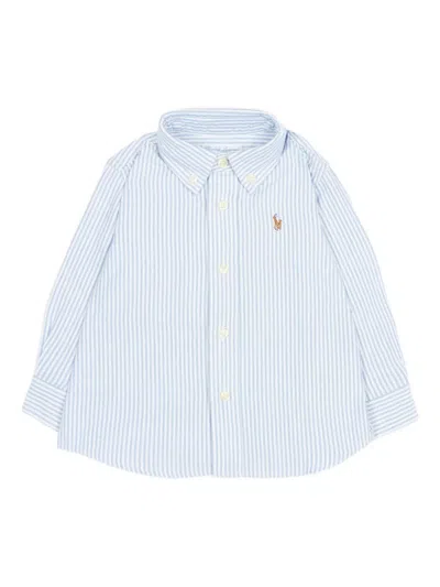 Polo Ralph Lauren Babies' Striped-pattern Long-sleeve Shirt In Blue