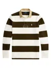 Polo Ralph Lauren Classic Fit Khaki Collar Rugby Shirt In Brown