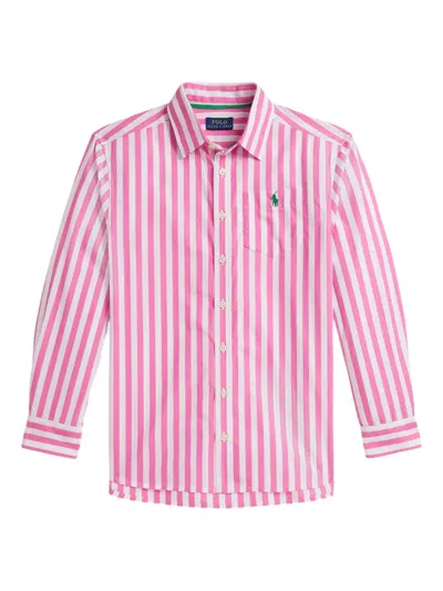 Polo Ralph Lauren Kids' Striped-pattern Shirt In Pink