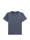 Polo Ralph Lauren Cotton Stripe Polo Pony Slim T-shirt In Blue