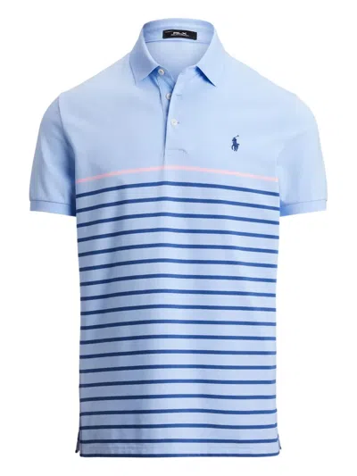 Polo Ralph Lauren Striped Piqué Polo Shirt In Blue