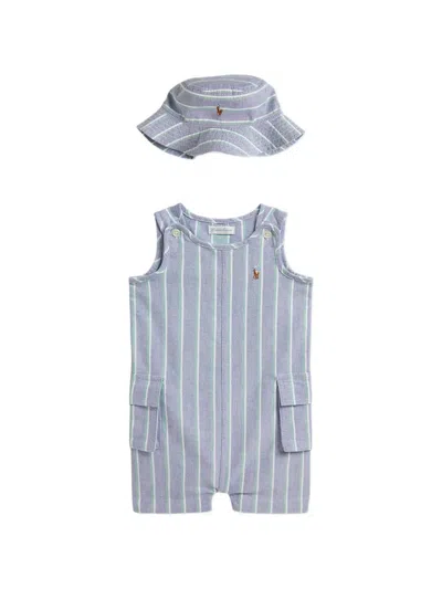 Polo Ralph Lauren Babies' Striped Pocket Romper Set (set Of Two) In Blue