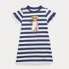 Polo Ralph Lauren Striped Polo Bear Cotton Tee Dress In Navy/white Stripe
