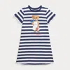 Polo Ralph Lauren Striped Polo Bear Cotton Tee Dress In Navy/white Stripe