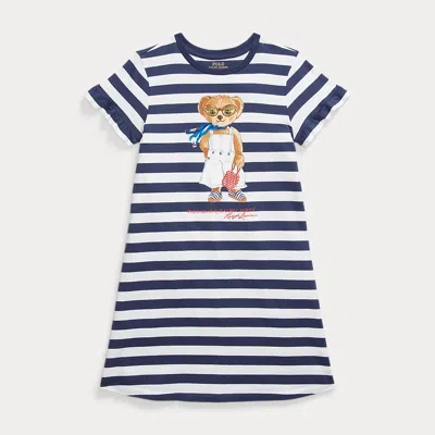 POLO RALPH LAUREN STRIPED POLO BEAR COTTON TEE DRESS