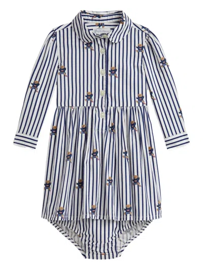 Polo Ralph Lauren Babies' Striped Polo Bear Dress In White