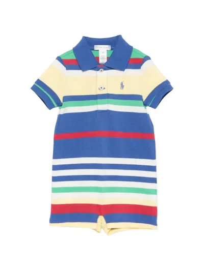 Polo Ralph Lauren Babies' Striped Polo-collar Romper In Multi