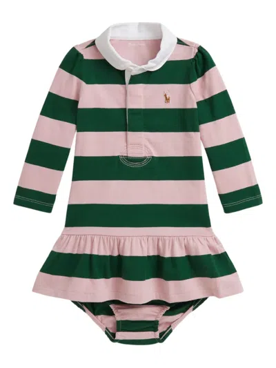 Polo Ralph Lauren Babies' Striped Polo Dress In Pink