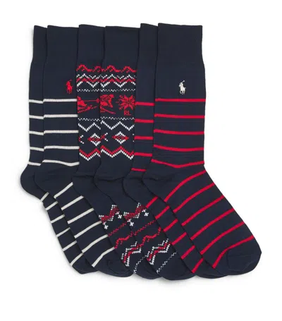 POLO RALPH LAUREN STRIPED POLO PONY SOCKS (PACK OF 3)