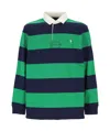 Polo Ralph Lauren Striped Long Sleeve Polo With Half Button Placket In Black