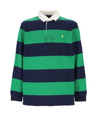 POLO RALPH LAUREN POLO RALPH LAUREN LOGO-EMBROIDERED RUGBY STRIPED POLO SHIRT