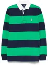 Polo Ralph Lauren Striped Long Sleeve Polo With Half Button Placket In Blue