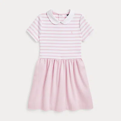 Polo Ralph Lauren Kids' Striped Ponte Dress In Carmel Pink/stripe