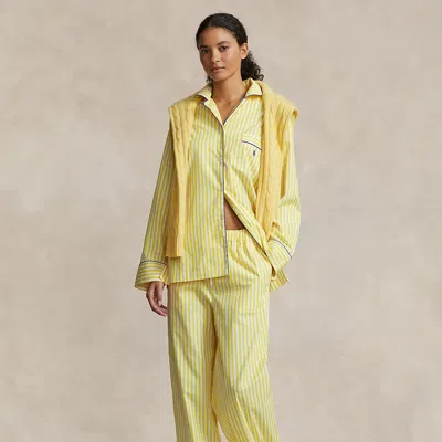 Polo Ralph Lauren Striped Poplin Long-sleeve Pyjama Set In Yellow