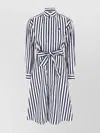 Polo Ralph Lauren Belted Striped Cotton Shirtdress In Red