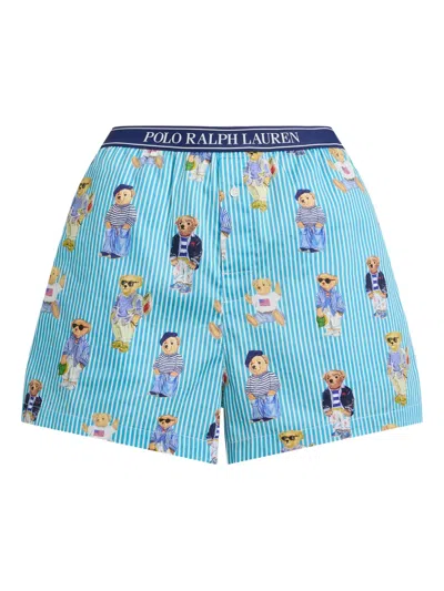 Polo Ralph Lauren Striped Print Nightwear Shorts In Blue
