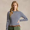 Polo Ralph Lauren Striped Rib-knit Long-sleeve Tee In Black