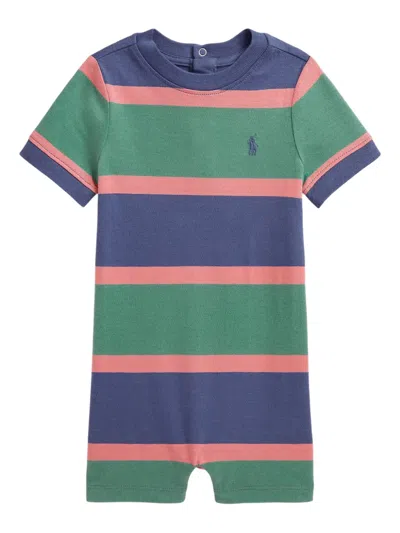 Polo Ralph Lauren Babies' Striped Romper In Green