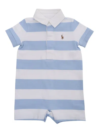 Polo Ralph Lauren Babies' Striped Romper With Logo In Multicolor