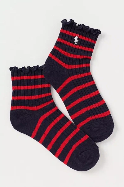 Polo Ralph Lauren Striped Ruffle-cut Socks In Blue