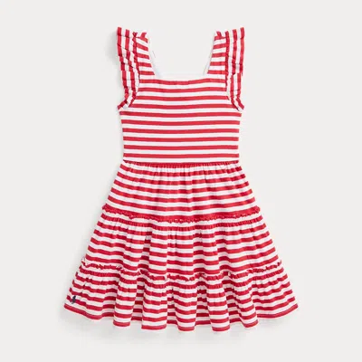 Polo Ralph Lauren Kids' Striped Ruffled Cotton Jersey Dress In Assorted