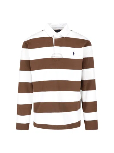 Polo Ralph Lauren Striped Rugby Polo In Brown