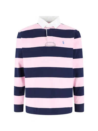 Polo Ralph Lauren Striped Rugby Polo In Blue