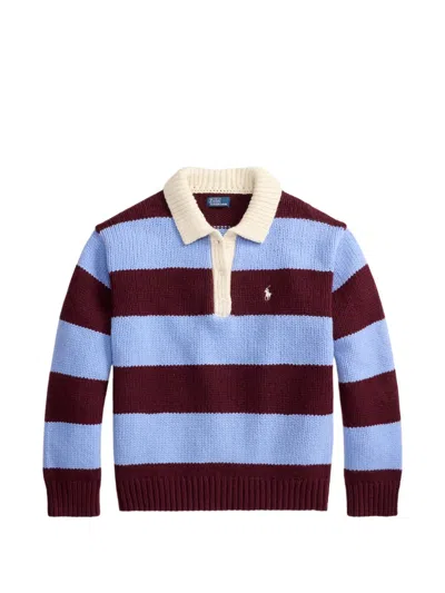 Polo Ralph Lauren Logo-embroidered Striped Wool-blend Polo Sweater In Multi