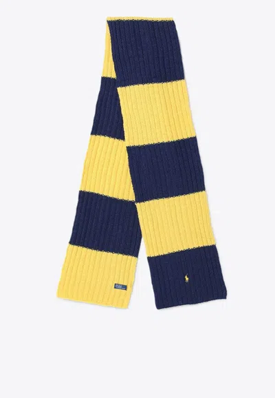 Polo Ralph Lauren Striped Rugby Wool Scarf In Multicolor