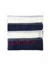 Polo Ralph Lauren Frayed Edges Striped Pattern Scarf In Blue