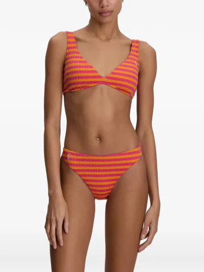 Polo Ralph Lauren Striped Seersucker Bikini Pants In Orange