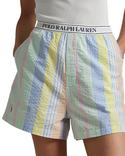Polo Ralph Lauren Striped Seersucker Boxer Shorts In Coastal Stripe