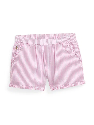 Polo Ralph Lauren Kids' Striped Seersucker Cotton Shorts In Pink