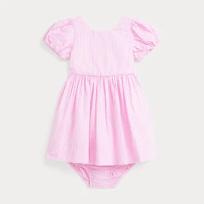 Polo Ralph Lauren Baby Girls Cotton Striped Seersucker Dress In Pink