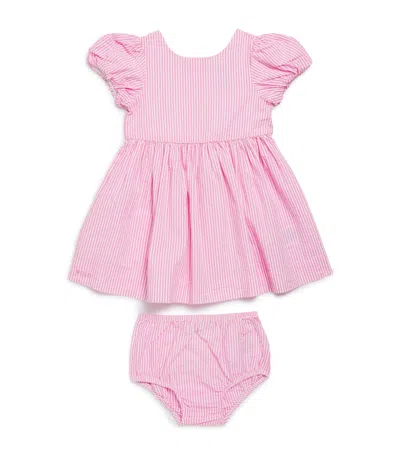 Polo Ralph Lauren Kids' Striped Seersucker Dress And Bloomers Set In Blue