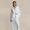 Polo Ralph Lauren Striped Seersucker Long-sleeve Pj Set In White