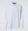 Polo Ralph Lauren Light Blue Shirt With Pony Embroidery On The Front And Striped Motif