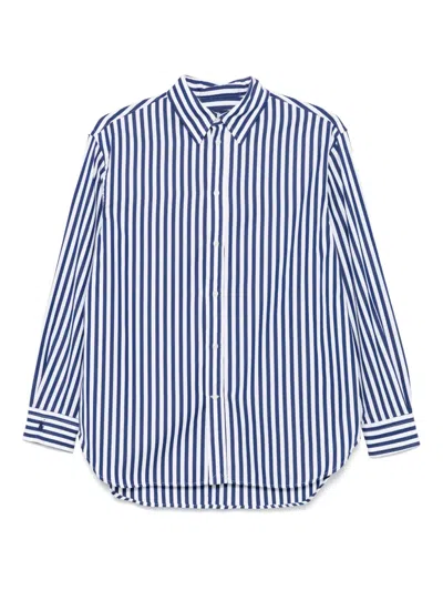 Polo Ralph Lauren Oversize Fit Striped Cotton Shirt In Blue