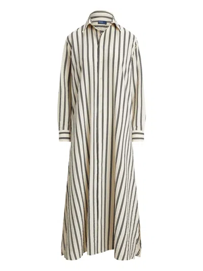Polo Ralph Lauren Striped Shirt Dress In Neutral